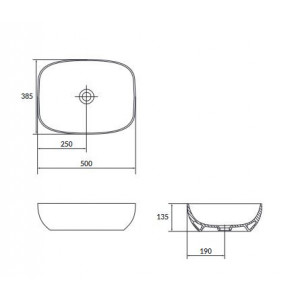 Lavoar pentru blat Cersanit Larga rectangular, 50x38 cm, antracit mat - Img 6