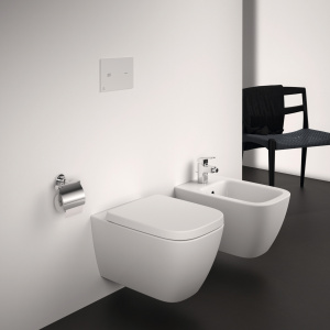 Prepack Geberit Delta rezervor incastrat cu clapeta Delta20 crom lucios si vas wc suspendat Rimless iLife B Ideal Standard cu capac soft close - Img 5