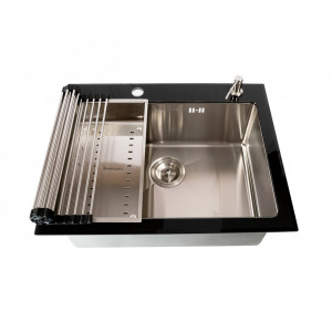 Set Complet Chiuveta Bucatarie Inox Cookingaid Tempered Glass Baterie Cookingaid Line Mn