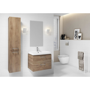 Set mobilier suspendat cu lavoar Cersanit Lara Como 60cm, nuc - dezasamblat - Img 1