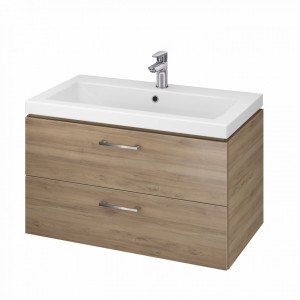 Set mobilier suspendat cu lavoar Cersanit Lara Como 80cm, nuc DSM - Img 2