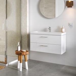 Set mobilier suspendat cu lavoar Cersanit Lara Como Naxos, 60cm, alb - Img 2