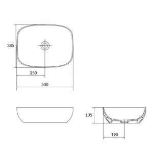 Lavoar pentru blat Cersanit Larga rectangular, 50x38 cm, alb mat - Img 3