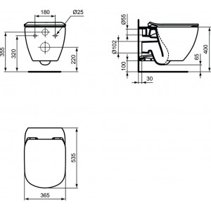 Vas wc suspendat Aquablade cu capac soft close si bideu Tesi Ideal Standard, negru mat - Img 6