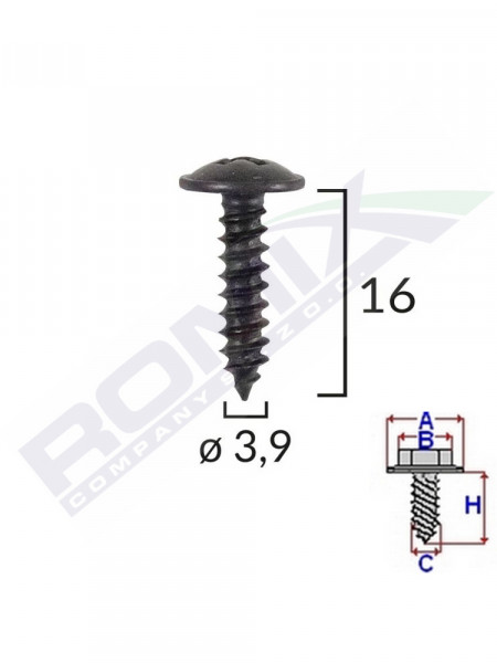 SURUB UNIVERSAL FIXARE NEGRU 3.9X16MM SET 25 BUC