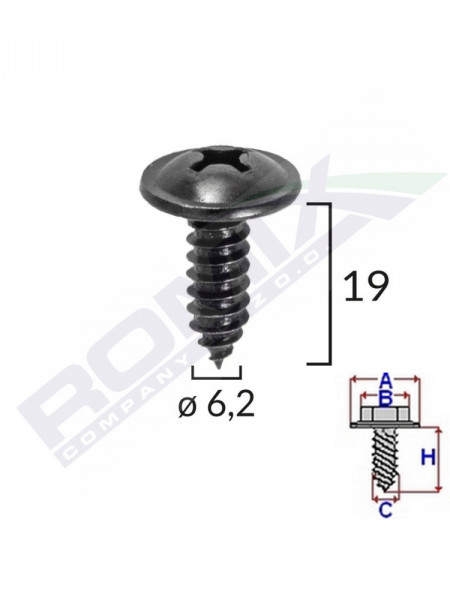 SURUB CU CAP INCRUCISAT DIAMETRU 6.2MM LUNGIME 19MM SET 10 BUC