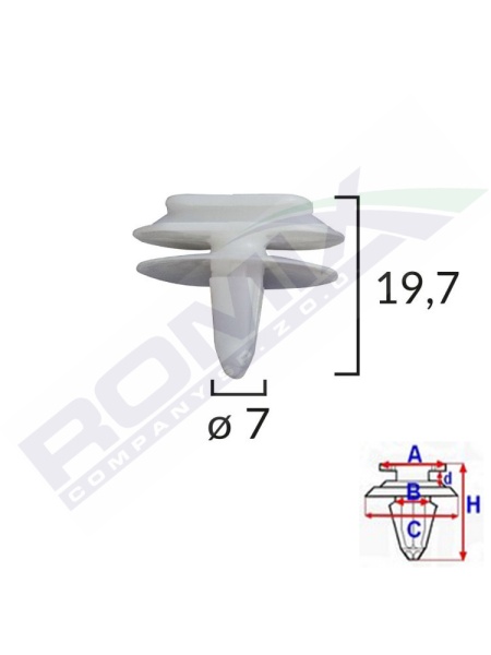 CLIPS FIXARE ELEMENTE EXTERIOARE PENTRU RENAULT 7X19.7MM - ALB SET 10 BUC