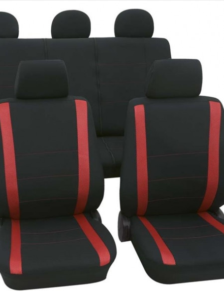 SET COMPLET HUSE SCAUNE (FATA-SPATE) NEGRU-ROSU SAMOA PETEX.