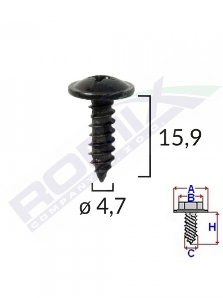SURUB FIXARE ALFA ROMEO. FIAT. BMW 4.7X15.9MM - NEGRU SET 10BUC