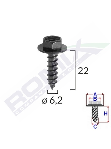 SURUB FIXARE ELEMENTE MOTOR PENTRU TOYOTA 6.2X22MM SET 10 BUC - Img 1