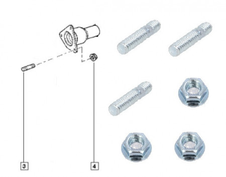 Set 3 suruburi si piulite racord flexibil cu flansa - Megane 2