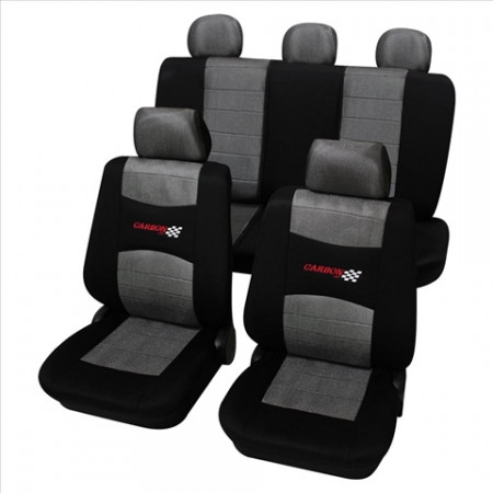 Set complet huse scaune (fata-spate) negru-carbon PETEX