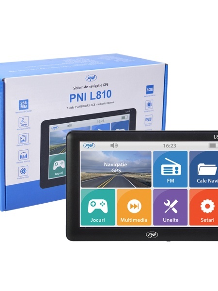 SISTEM DE NAVIGATIE GPS PNI L810 ECRAN 7 INCH, 800 MHZ, 256MB DDR, 8GB MEMORIE INTERNA, FM TRANSMITTER