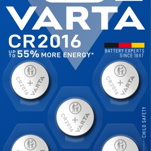 Baterii Varta tip buton CR 2016, 90 mAh, 5 buc