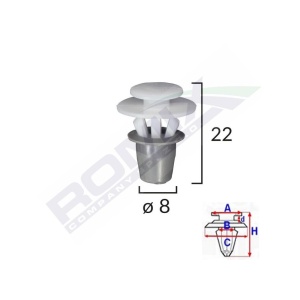 CLIPS FIXARE ELEMENTE EXTERIOARE PENTRU SEAT VW 8X22MM - ALB SET 10 BUC - Img 2