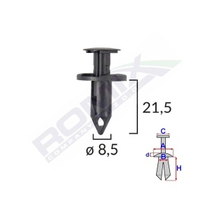 CLIPS FIXARE PENTRU AUDI/SEAT/VW/MAZDA/NISSAN 8.5X21.5MM - NEGRU SET 10 BUC - Img 2