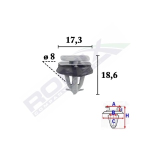 CLIPS FIXARE PENTRU IVECO DAILY 2006 -8X18.6MM GRI - SET 10 BUC - Img 2