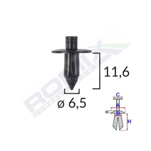 CLIPS FIXARE PENTRU SUZUKI 6.5X11.6MM - NEGRU SET 10 BUC - Img 2