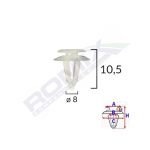 CLIPS TAPITERIE PENTRU FIAT/AUDI 8X10.5MM - ALB SET 10 BUC - Img 2