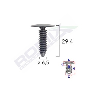 CLIPS TAPITERIE PENTRU GM 6.5X29.4MM - NEGRU SET 10 BUC - Img 2