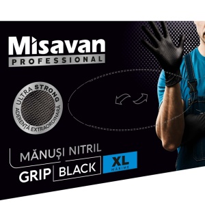 Manusi nitril Grip Misavan - negru - marimea XL ● 50 buc.