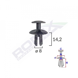 CLIPS FIXARE ELEMENTE EXTERIOARE PENTRU VW, SEAT, MERCEDES, SKODA 8X14.2MM NEGRU SET 10BUC - Img 2