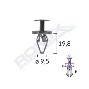 CLIPS FIXARE ELEMENTE ROATA PENTRU OPEL 9.5X19.8MM NEGRU SET 5 BUC - Img 2