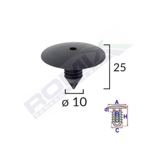 CLIPS FIXARE ELEMENTE ROATA PENTRU RENAULT 10X25MM - NEGRU SET 10 BUC - Img 2