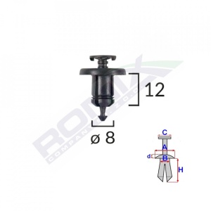 CLIPS FIXARE PENTRU DACIA RENAULT 8X12MM - NEGRU SET 10 BUC - Img 2