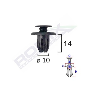 CLIPS FIXARE PENTRU HONDA MINI - NEGRU SET 10 BUC - Img 2