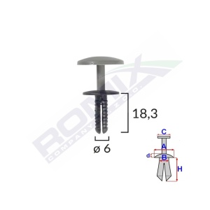 CLIPS FIXARE UNIVERSAL 6X18.3MM - NEGRU SET 25 BUC - Img 2