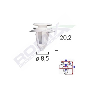 CLIPS TAPITERIE PENTRU FORD/MINI/VOLVO/MERCEDES 8.5X20.2MM - ALB SET 10 BUC - Img 2