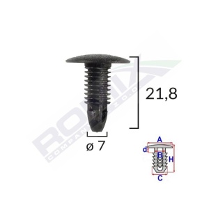 CLIPS TAPITERIE PENTRU HONDA/HYUNDAI/TOYOTA 7X21.8MM - NEGRU SET 10 BUC - Img 2