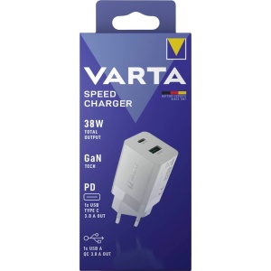 Incarcator Rapid Priza VARTA 38W GaN, USB-C PD + USB-A QC 3.0