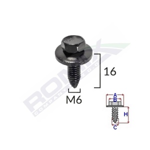 SURUB FIXARE BARA PROTECTIE PENTRU PEUGEOT, CITROEN 6X16MM SET 5 BUC - Img 2