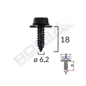 SURUB FIXARE ELEMENTE EXTERIOR PENTRU TOYOTA 6.2X18MM SET 10 BUC - Img 2