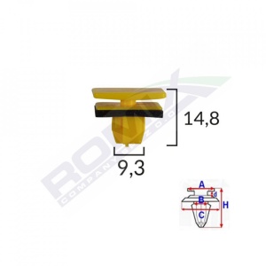 CLIPS FIXARE ELEMENTE EXTERIOARE PENTRU HYUNDAI 9.3X14.8MM - GALBEN SET 10 BUC - Img 2