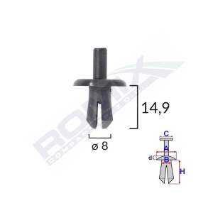 CLIPS FIXARE PENTRU AUDI, MERCEDES, OPEL 8X14.9MM NEGRU - SET 10 BUC - Img 2