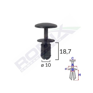 CLIPS FIXARE PENTRU FORD - 10X18.7MM - NEGRU SET 10 BUC - Img 2