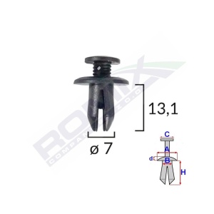 CLIPS FIXARE PENTRU MAZDA/SUZUKI 7X13.1MM - NEGRU SET 10 BUC - Img 2