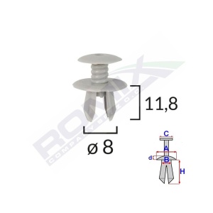 CLIPS FIXARE PENTRU VW 8X11.8MM - GRI SET 10 BUC - Img 2