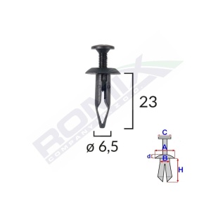 CLIPS FIXARE UNIVERSAL 6.5X23MM - NEGRU SET 10 BUC - Img 2