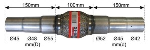 RACORD FLEXIBIL ADAPTABIL (45/48/55)+(42/45/52) X 100 X 400 MM, BOSAL