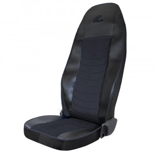 SET HUSE SCAUN TRUCK UMBRELLA PENTRU SCANIA SERIA R 2006-2020 PIELE ECOLOGICA NEAGRA + VELVET NEGRU - Img 2