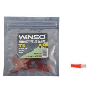 Bec LED Winso 12V FLUX T5 W2x4.6d 1LED Rosu - Set 20 buc
