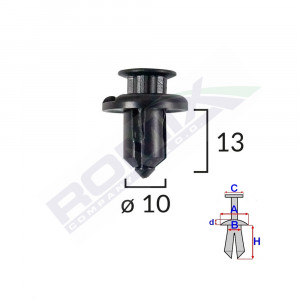CLIPS FIXARE BARA FATA PENTRU HONDA/MITSUBISHI 10X13MM - NEGRU SET 5 BUC - Img 2