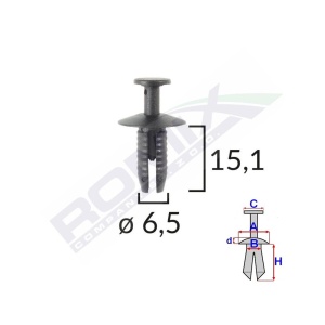 CLIPS FIXARE PENTRU AUDI/BMW 6.5X15.1MM - NEGRU SET 10 BUC - Img 2