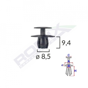 CLIPS FIXARE PENTRU BMW/MERCEDES/PEUGEOT 8.5X9.4MM - NEGRU SET 10 BUC - Img 2