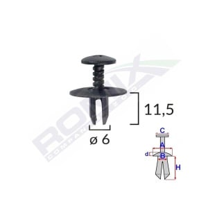CLIPS FIXARE PENTRU BMW MINI 6X11.5MM - NEGRU SET 10 BUC - Img 2