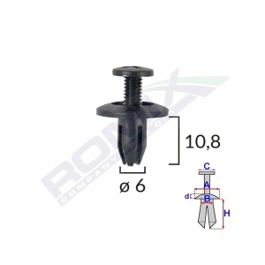 CLIPS FIXARE PENTRU HONDA/KIA/TOYOTA 6X10.8MM - NEGRU SET 10 BUC - Img 2